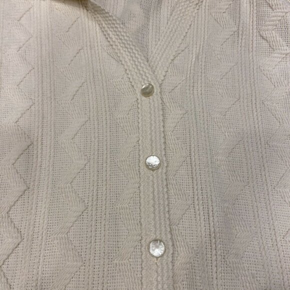 St Michael Cream Button Up Cardigan Women's EU L/XL Knit Acrylic Cable England - Picture 5 of 7